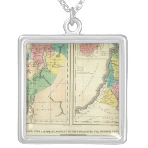 Canaan - Israel Atlas Map Silver Plated Necklace