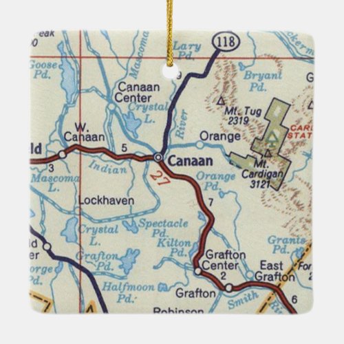 Canaan NH Vintage Map Ceramic Ornament