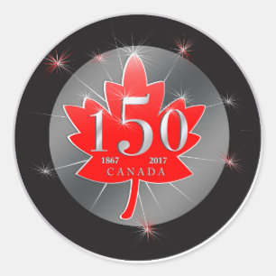 Canada 150 Birthday Celebration Maple Leaf Classic Round Sticker