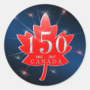 Canada 150 Birthday Celebration Maple Leaf Classic Round Sticker