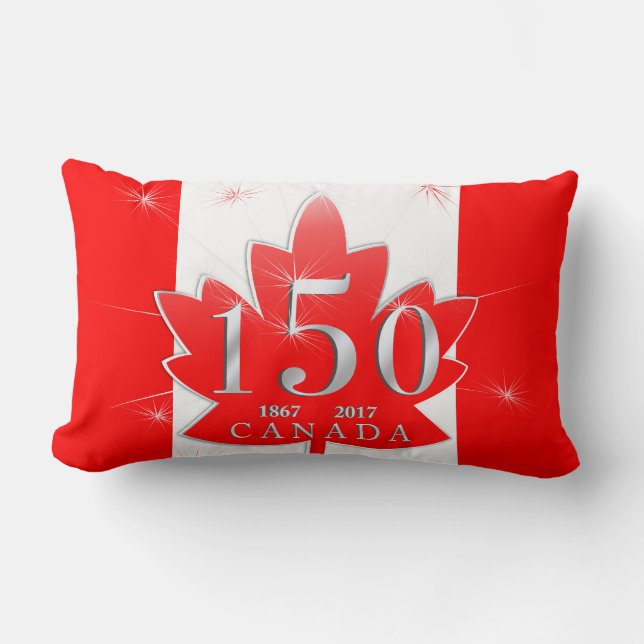 Canada 150 Birthday Celebration Maple Leaf Lumbar Pillow (Front)