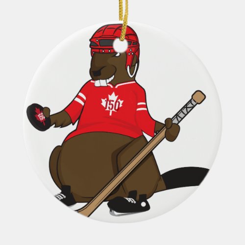 Canada 150 in 2017 Beaver Hockey Ceramic Ornament
