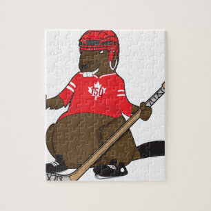 Canada 150 in 2017 Beaver Hockey Jigsaw Puzzle