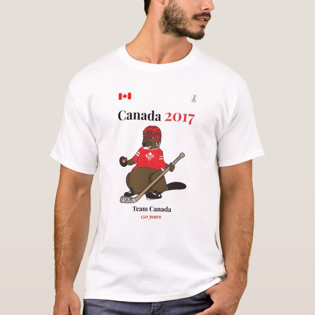Canada 150 in 2017 Beaver Hockey Team Canada T-Shirt (Front)