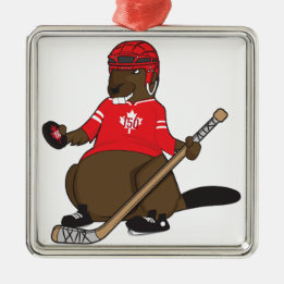 Canada 150 in 2017 Hockey Beaver Metal Ornament