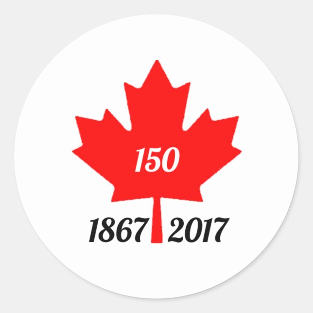 Canada 150 in 2017 maple leaf classic round sticker (Front)