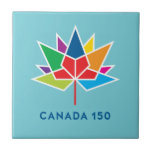 Canada 150 Official Logo - Multicolor And Blue Tile at Zazzle