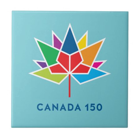 Canada 150 Official Logo - Multicolor And Blue Tile