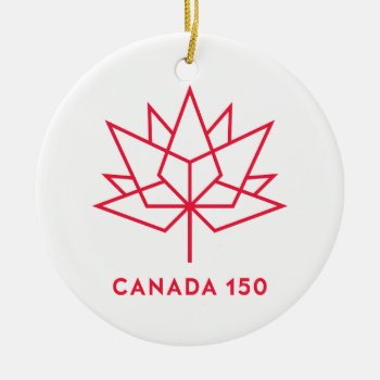 Canada 150 Official Logo - Red Outline Ceramic Ornament by canada150shop at Zazzle