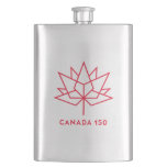 Canada 150 Official Logo - Red Outline Hip Flask at Zazzle