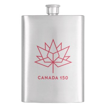 Canada 150 Official Logo - Red Outline Hip Flask by canada150shop at Zazzle