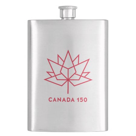 Canada 150 Official Logo - Red Outline Hip Flask