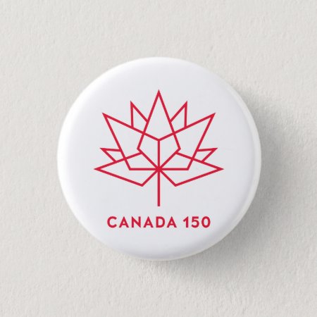 Canada 150 Official Logo - Red Outline Pinback Button