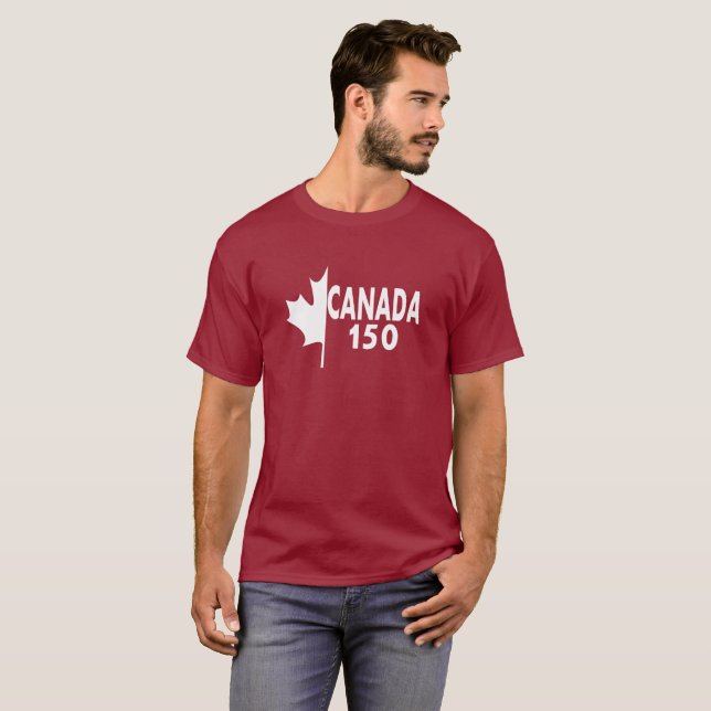 Canada 150 T-shirt (white on red) (Front Full)