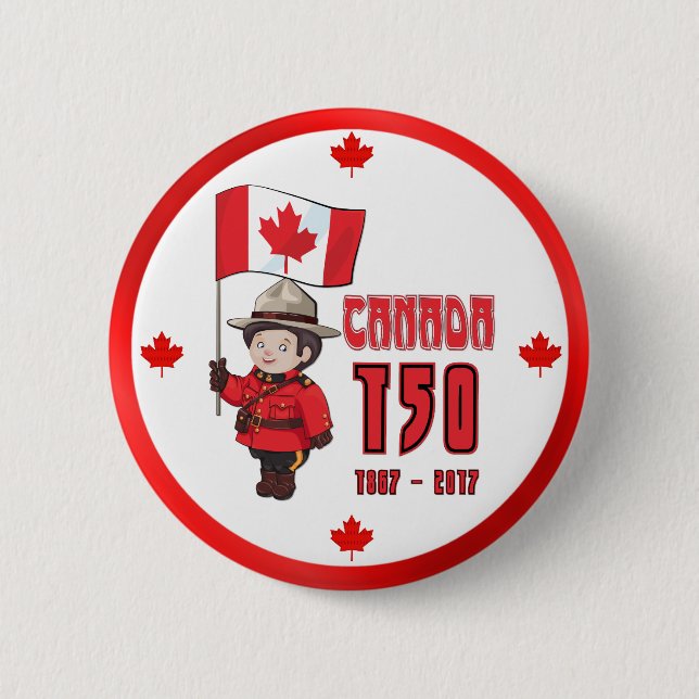Canada 150 Years Anniversary Pinback Button (Front)