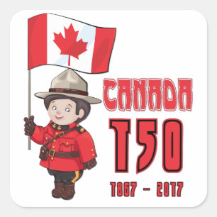 Canada 150 Years Anniversary Square Sticker