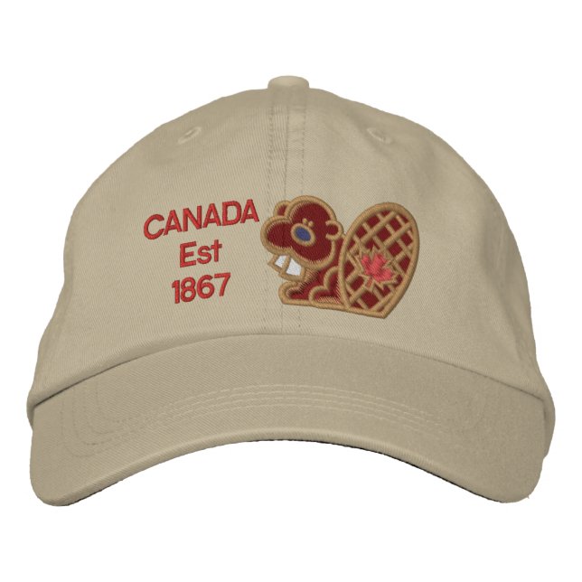Canada 150 Years Celebrate Beaver Embroidered Baseball Hat (Front)