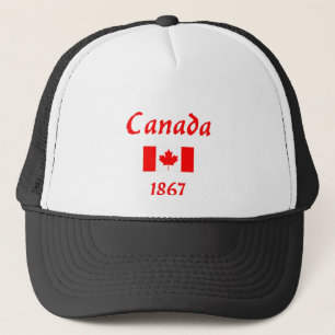 Canada 1867 Old Balthazar Font Flag Dark Color Trucker Hat
