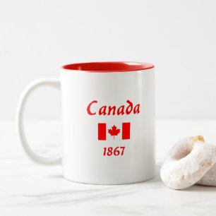 Canada 1867 Old Balthazar Font Flag Dark Color Two-Tone Coffee Mug