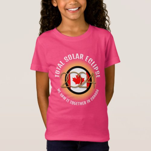 CANADA 2024 TOTAL SOLAR ECLIPSE Kids Pink T_Shirt