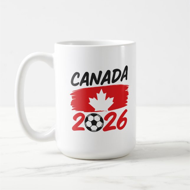 Canada 2026 Soccer Fan Design with Maple Leaf Coffee Mug (Left)