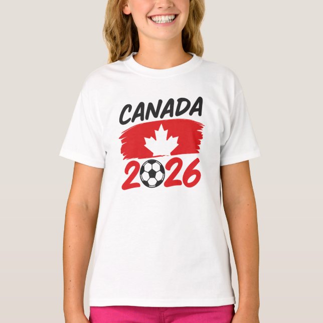 Canada 2026 Soccer Fan Design with Maple Leaf T-Shirt (Front)