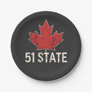 Canada 51st State Trump American and Canadian Flag Paper Plates