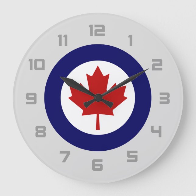 Canada Airplane Military Maple Leaf Emblem Large Clock (Front)