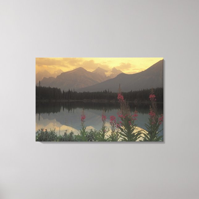 Canada, Alberta, Banff. Sunrise scenic of Canvas Print (Front)