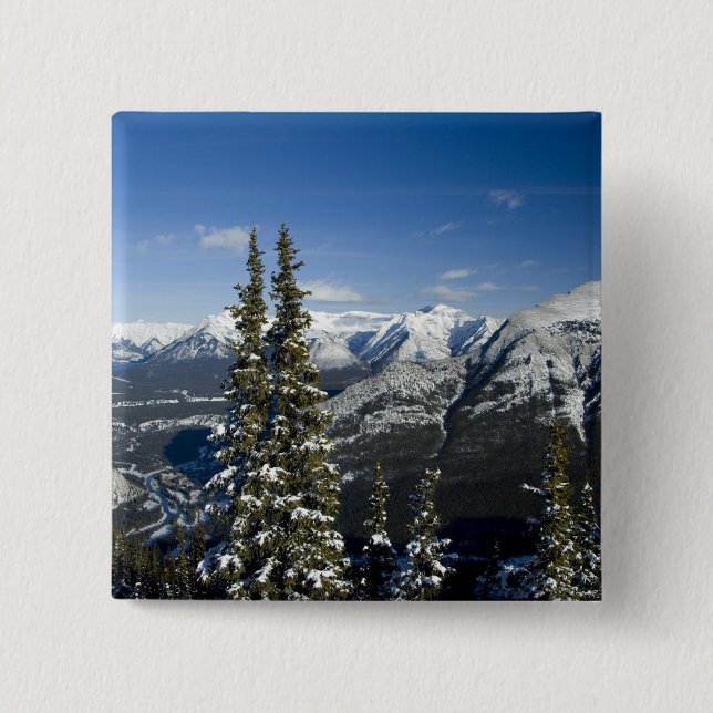 Canada, Alberta, Banff. Views of the Bow Valley Pinback Button (Front)