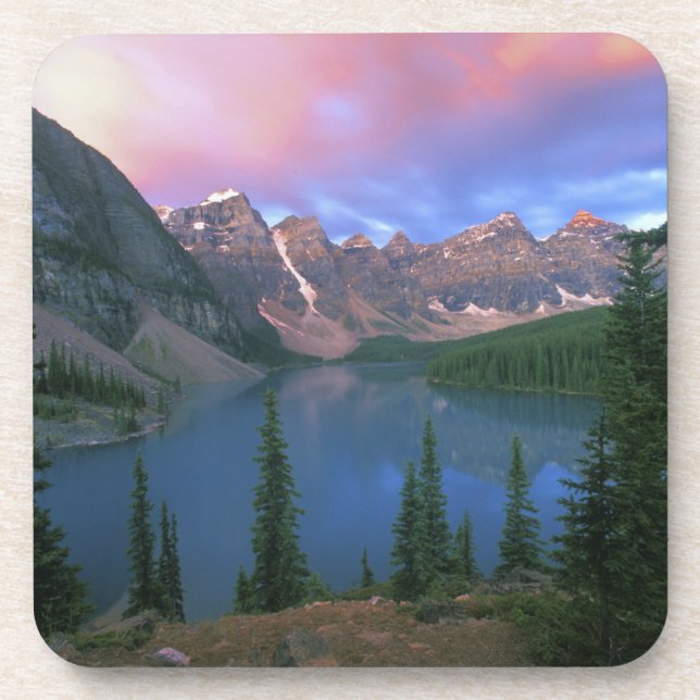 Canada, Alberta, Lake Moraine at Dawn, Banff Beverage Coaster (Front)