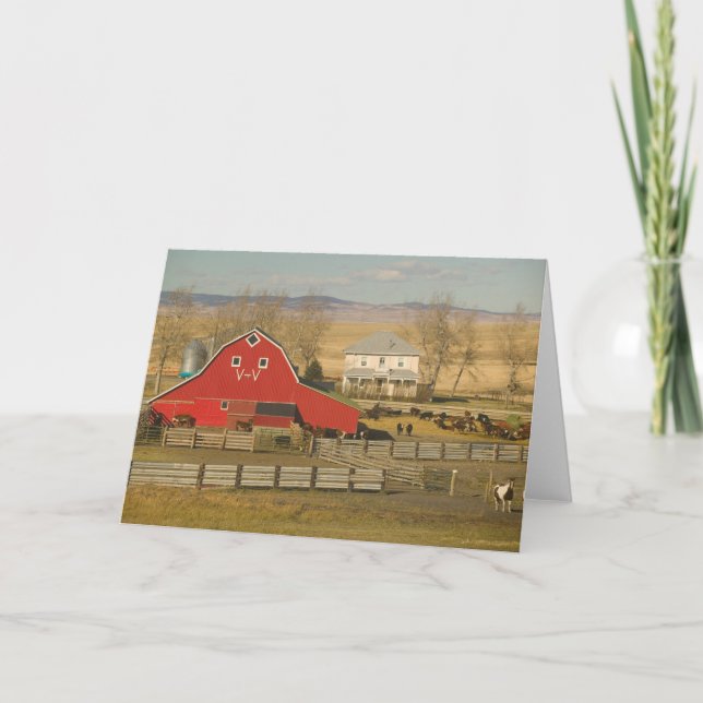 Canada, Alberta, Pincher Creek: Red Barn & Ranch Card (Front)