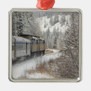 Canada, Alberta. VIA Rail Snow Train between Metal Ornament