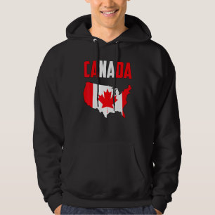 Canada American Map Canadian Flag Maple Leaf Graph Hoodie