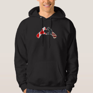 Canada American USA Flag USA Canadian Heart Hoodie