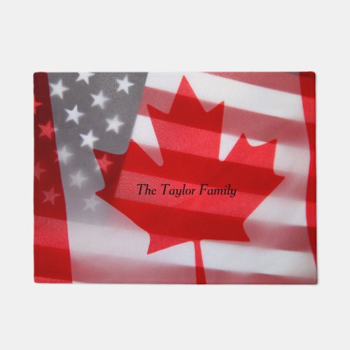 Canada and America flags Doormat