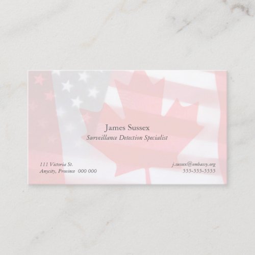 Canada and America flags fade Business Card