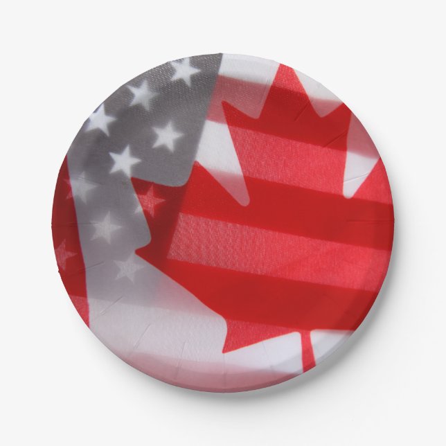 Canada and America flags Paper Plates (Front)