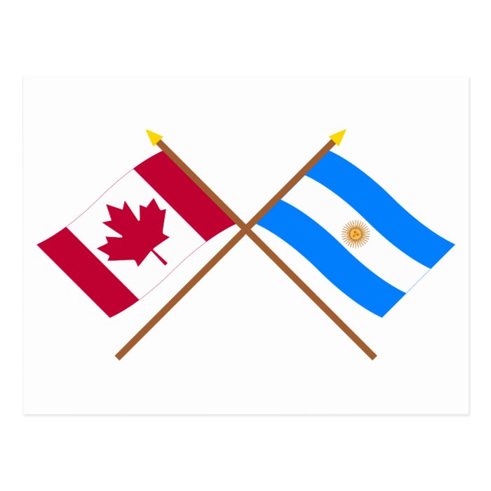 Canada and Argentina Crossed Flags Postcards