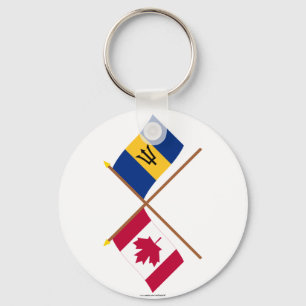 Canada and Barbados Crossed Flags Keychain