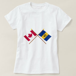 Canada and Barbados Crossed Flags T-Shirt