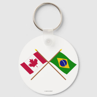 Canada and Brazil Crossed Flags Keychain