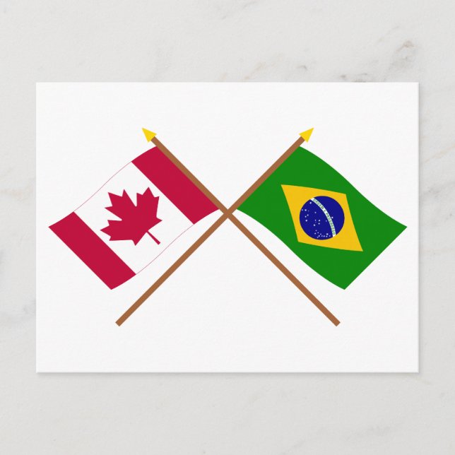 Canada and Brazil Crossed Flags Postcard (Front)