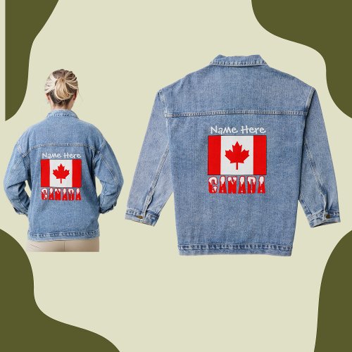 Canada and Canadian Flag White Personalization Denim Jacket