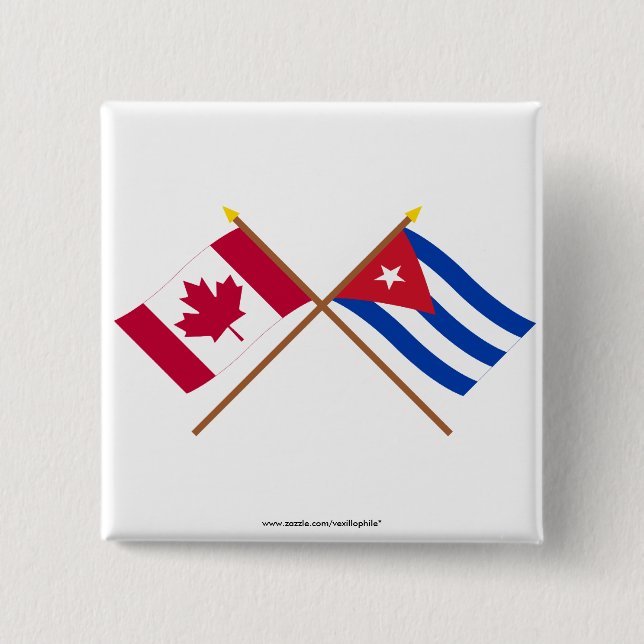 Canada and Cuba Crossed Flags Pinback Button (Front)