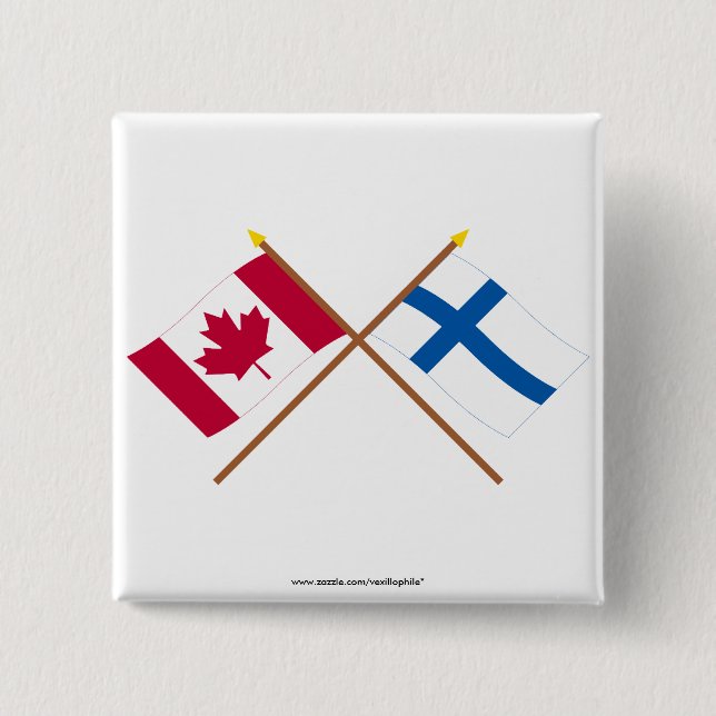 Canada and Finland Crossed Flags Pinback Button (Front)
