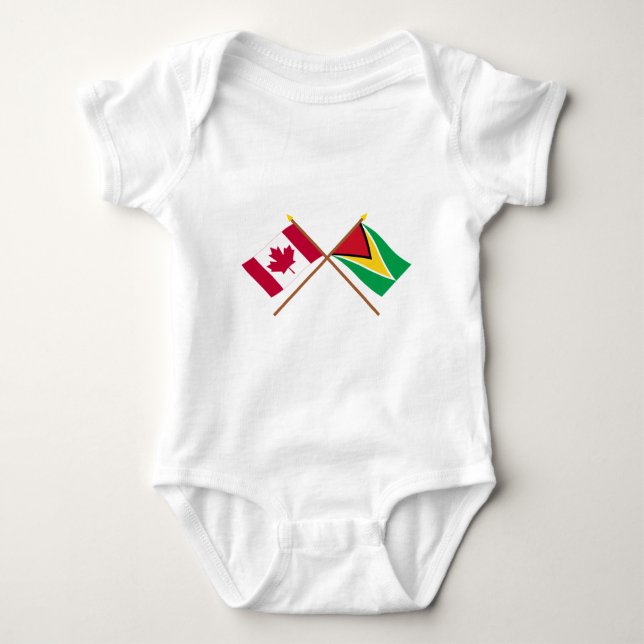 Canada and Guyana Crossed Flags Baby Bodysuit (Front)