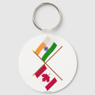 Canada and India Crossed Flags Keychain