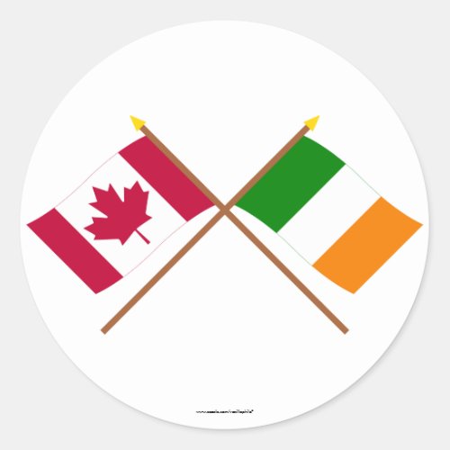 Canada and Ireland Crossed Flags Classic Round Sticker