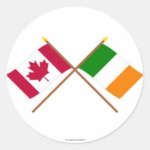 Canada and Ireland Crossed Flags Classic Round Sticker